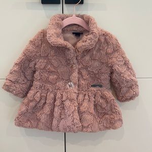 Calvin Klein Baby Girl Faux Fur Coat - Size 6/9M - Like New!